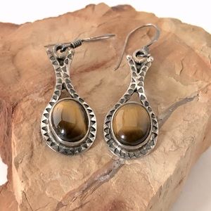 Native American tiger eye silver 925 earrings
